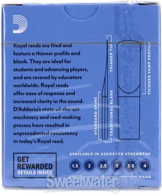  D'Addario Royal Soprano Saxophone Reeds (10-pack) with Reed Vitalizer Case - 4.0