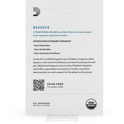  D'Addario Organics Reserve Bb Clarinet Reeds - 4.0+ (10-pack)