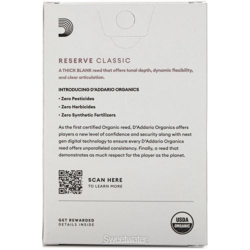  D'Addario Organics Reserve Classic Bb Clarinet Reeds - 2.5 (10-pack)