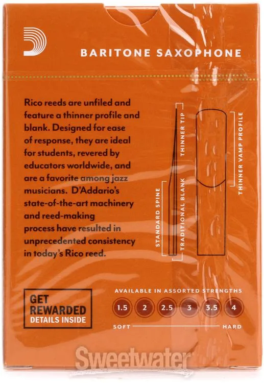  D'Addario RLA1030 - Rico Baritone Saxophone Reeds - 3.0 (10-pack)