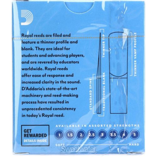  D'Addario RJB1015 - Royal Alto Saxophone Reeds - 1.5 (10-pack)