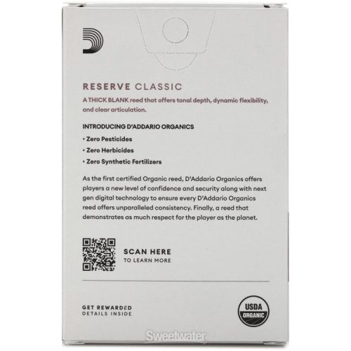  D'Addario Organics Reserve Classic Bb Clarinet Reeds - 3.5 (10-pack)