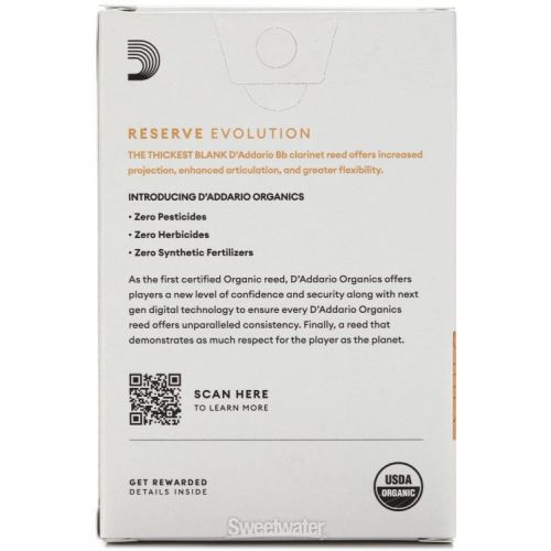  D'Addario Organics Reserve Evolution Bb Clarinet Reeds - 3.5 (10-pack)
