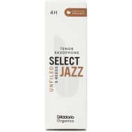 D'Addario Organics Select Jazz Unfiled Tenor Saxophone Reeds - 4 Hard (5-pack)