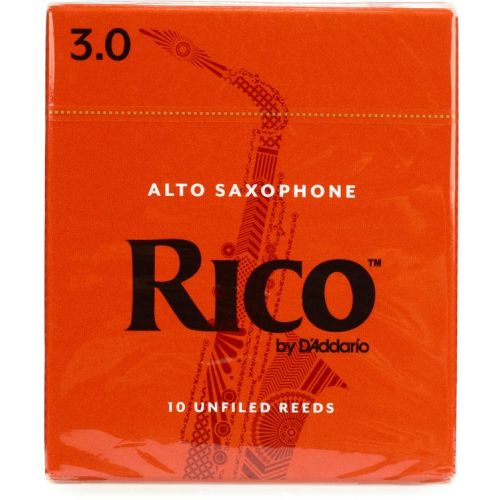  D'Addario Rico Alto Saxophone Reeds (10-pack) with Reed Vitalizer - 3.0