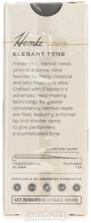  D'Addario RHKP5BSX300 - Frederick L. Hemke Baritone Saxophone Reeds - 3.0 (5-pack)