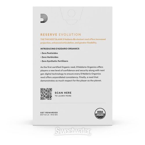  D'Addario Organics Reserve Evolution Bb Clarinet Reeds - 5.0 (10-pack)