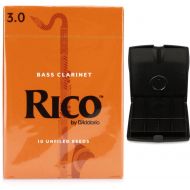 D'Addario Rico Bass Clarinet Reed (10-pack) with Reed Vitalizer Case - 3.0