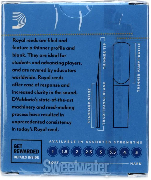  D'Addario Royal Bb Clarinet Reeds (10-pack) with Reed Vitalizer - 3.0