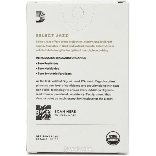  D'Addario Organics Select Jazz Filed Soprano Saxophone Reeds - 3 Medium (10-pack)