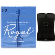 D'Addario Royal Soprano Saxophone Reeds (10-pack) with Reed Vitalizer Case - 3.0