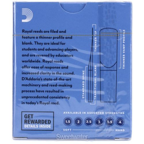  D'Addario Royal Soprano Saxophone Reeds (10-pack) with Reed Vitalizer Case - 3.0