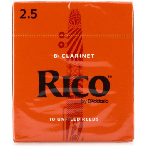  D'Addario Rico Bb Clarinet Reeds (10-pack) with Reed Vitalizer - 2.5