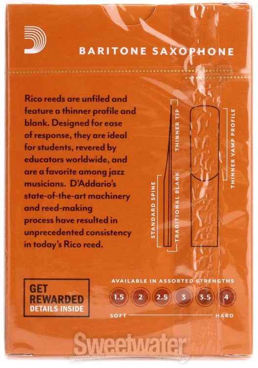  D'Addario RLA1020 - Rico Baritone Saxophone Reeds - 2.0 (10-pack)