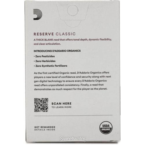  D'Addario Organics Reserve Classic Bb Clarinet Reeds - 4.0 (10-pack)