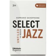 D'Addario Organics Select Jazz Unfiled Soprano Saxophone Reeds - 3 Hard (10-pack)