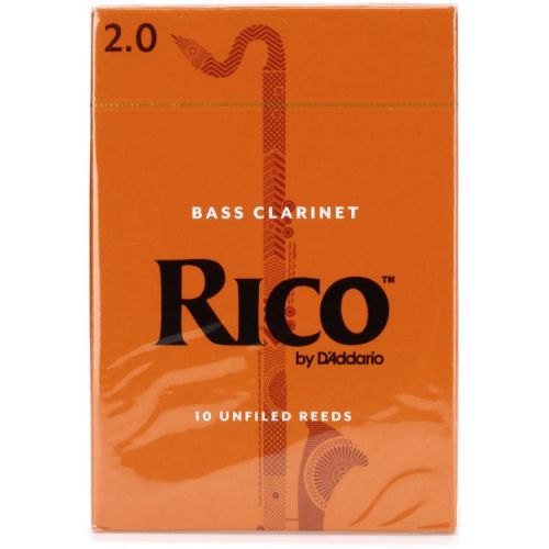  D'Addario Rico Bass Clarinet Reed (10-pack) with Reed Vitalizer Case - 2.0