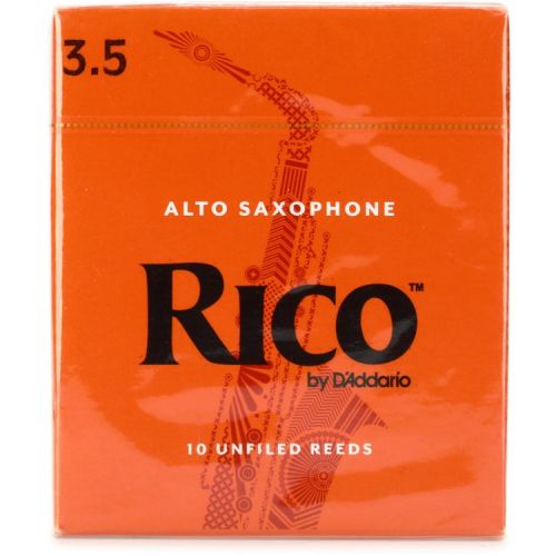  D'Addario Rico Alto Saxophone Reeds (10-pack) with Reed Vitalizer - 3.5