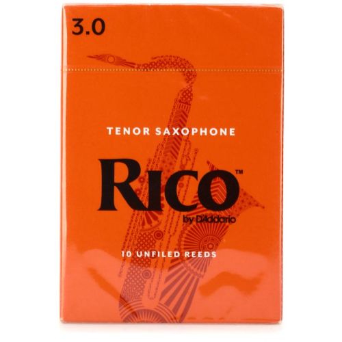  D'Addario Rico Tenor Saxophone Reeds (10-pack) with Reed Vitalizer Case - 3.0