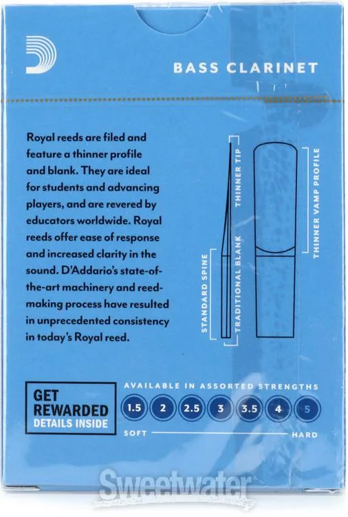  D'Addario REB1035 Royal Bass Clarinet Reed - 3.5 (10-pack)