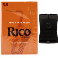 D'Addario Rico Tenor Saxophone Reeds (10-pack) with Reed Vitalizer Case - 3.5