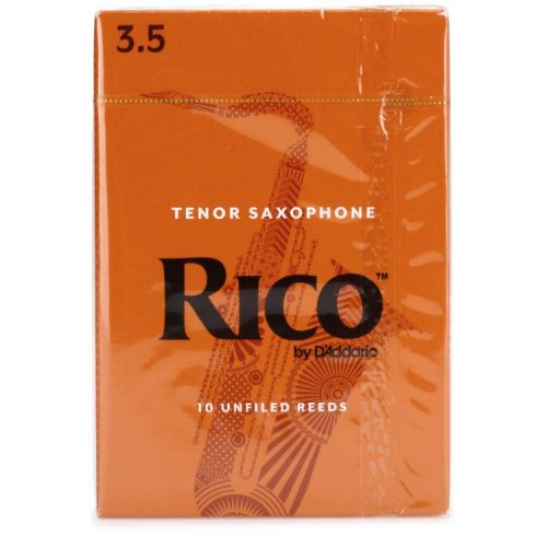  D'Addario Rico Tenor Saxophone Reeds (10-pack) with Reed Vitalizer Case - 3.5