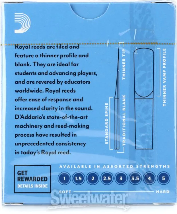  D'Addario RCB10 Royal Bb Clarinet Reed - 2.0 (10-pack)