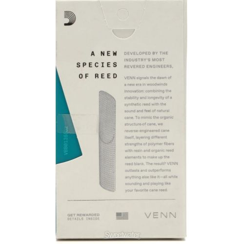  D'Addario VBB01355G2 VENN Generation 2 Bb Clarinet Reed - 3.5+