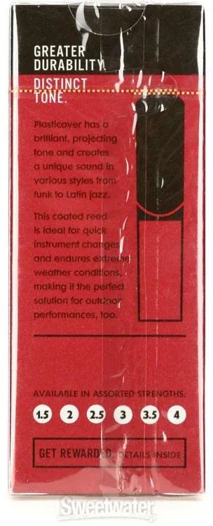  D'Addario RRP05BSX250 - Plasticover Baritone Saxophone Reeds - 2.5 (5-pack)