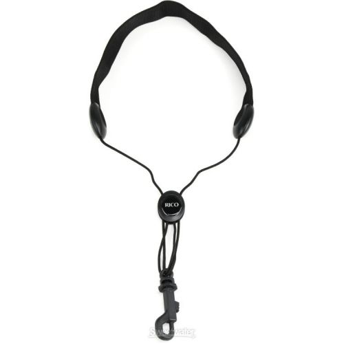  D'Addario SJA13 Fabric Neck Strap - Black, Snap Hook