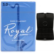 D'Addario Royal Bass Clarinet Reed (10-pack) with Reed Vitalizer Case - 3.0