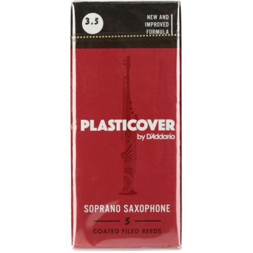  D'Addario Plasticover Soprano Saxophone Reeds (5-pack) with Reed Vitalizer Case - 3.5