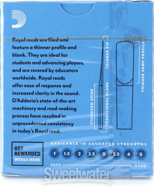  D'Addario Royal Bb Clarinet Reeds (10-pack) with Reed Vitalizer - 4.0