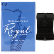 D'Addario Royal Tenor Saxophone Reeds (10-pack) with Reed Vitalizer Case - 4.0