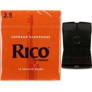 D'Addario Rico Soprano Saxophone Reeds (10-pack) with Reed Vitalizer Case - 2.5