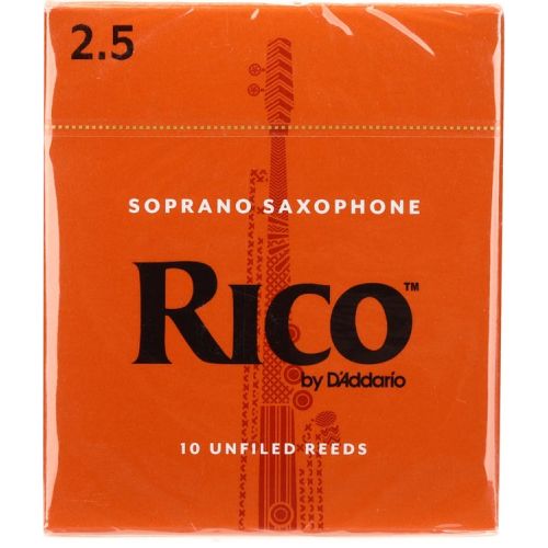  D'Addario Rico Soprano Saxophone Reeds (10-pack) with Reed Vitalizer Case - 2.5