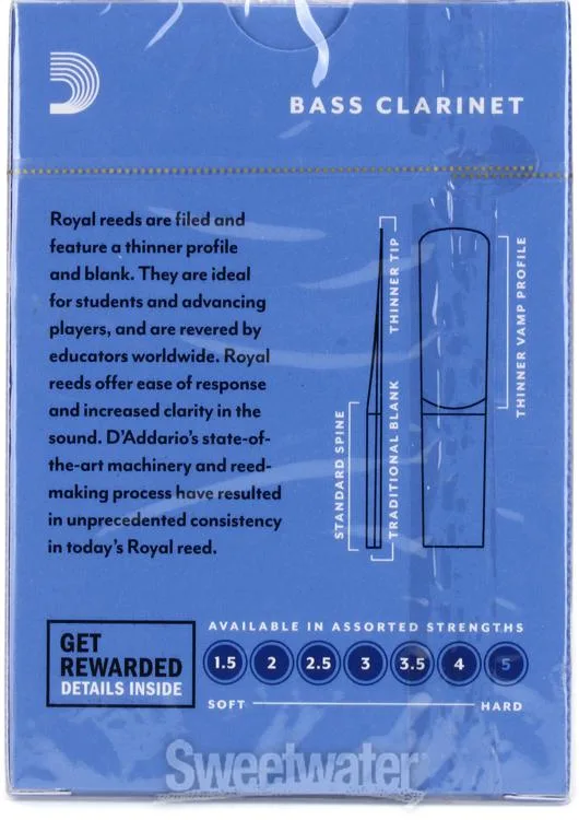  D'Addario REB1030 Royal Bass Clarinet Reed - 3.0 (10-pack)