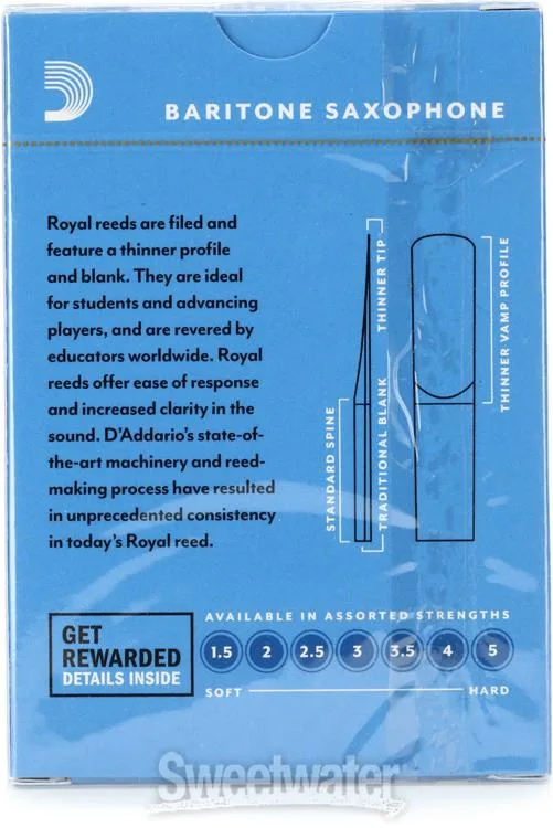  D'Addario RLB1040 - Royal Baritone Saxophone Reeds - 4.0 (10-pack)