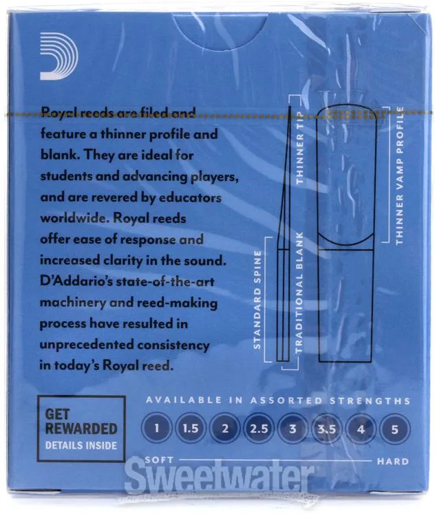  D'Addario Royal Alto Saxophone Reeds (10-pack) with Reed Vitalizer - 2.0
