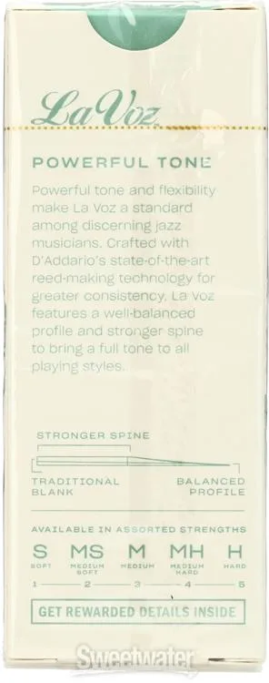  D'Addario RLC05MH - La Voz Baritone Saxophone Reed - Medium Hard (5-pack)