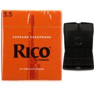 D'Addario Rico Soprano Saxophone Reeds (10-pack) with Reed Vitalizer Case - 3.5