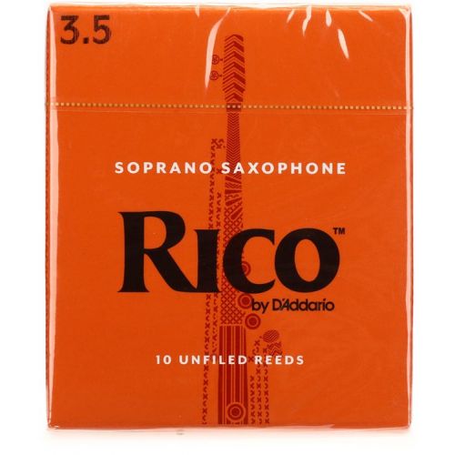  D'Addario Rico Soprano Saxophone Reeds (10-pack) with Reed Vitalizer Case - 3.5