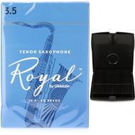 D'Addario Royal Tenor Saxophone Reeds (10-pack) with Reed Vitalizer Case - 3.5