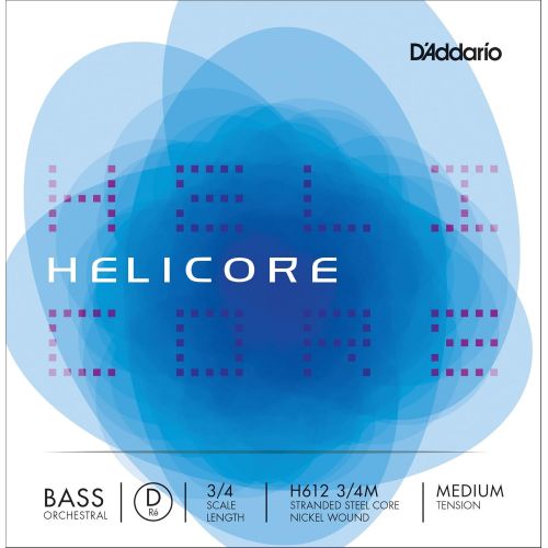  DAddario Helicore Orchestral Bass Single D String, 3/4 Scale, Medium Tension