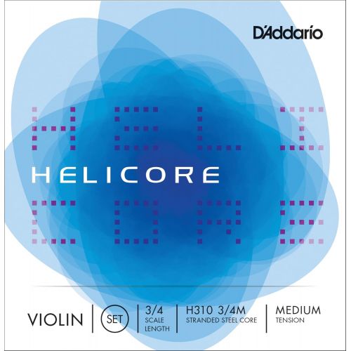  DAddario Helicore Violin String Set, 3/4 Scale, Medium Tension - H310 3/4M