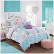 D 2 Piece Owl Comforter Twin Set Girls Owls Bedding Teal Blue Pink Kids Medallion Boho Chic Modern Trendy Floral Motif Themed Pattern, Polyester