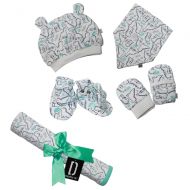 D Darlyng & Co Darlyng & Co.s Newborn Baby Essentials Gift Set (7 Pieces) 0-6 Months: Includes- Blanket, hat, Scratch Mitten, bib, Booties