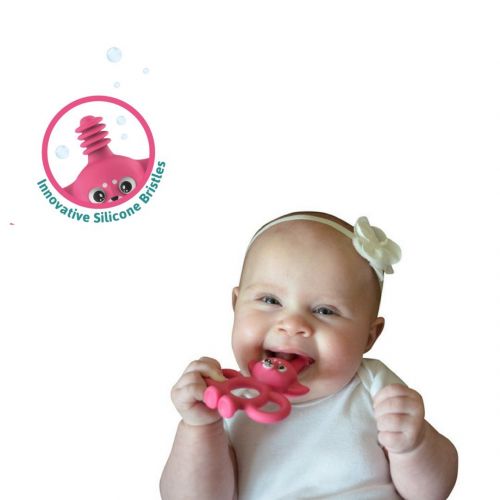  D Darlyng & Co. Product Name: Yummy Buddy Teething Mitten & Infant Training Toothbrush (3-in-1) Baby Teether Bundle- (1 of Each Included)- BPA Free (Pink Combo)