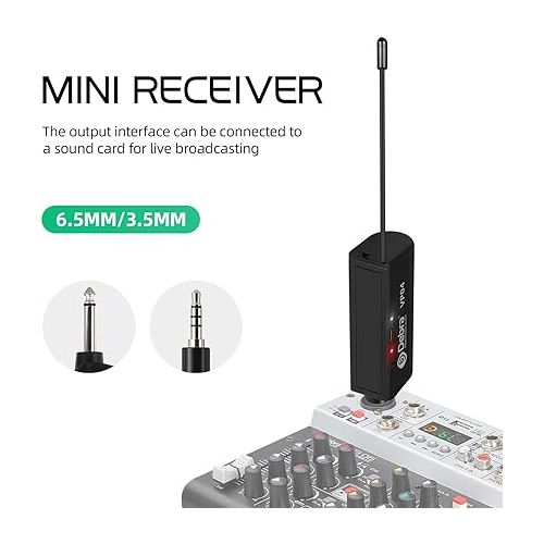  D Debra Wireless Microphone System Audio Dual Cordless Dynamic Handheld Mic with Rechargeable Receiver, for Karaoke Singing, Wedding, DJ, Party, Speech, Church, Class Use, 200ft (VP-04)