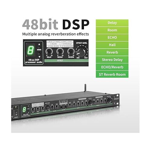  D Debra Audio G51 Professional Digital Pre-stage Effect Anti-howling Audio Processor with 48 bit DSP Effect Echo USB MP3 Bluetooth Optical For House Karaoke, Stage, Performance (G51)